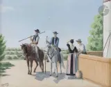 Les Gardians by Jean Godebski, 1932, Gouache, sold Apr 2023