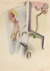 Composition by Camille Bryen, 1935, Aquarelle et mine de plomb, sold Apr 2023