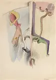 Composition by Camille Bryen, 1935, Aquarelle et mine de plomb, sold Apr 2023