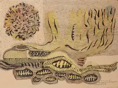 Composition by Eugenio Granell, 1958, Encre et aquarelle, sold Apr 2023