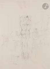 Zu Dritt by Paul Wunderlich, 1975, Crayon noir, sold Apr 2023