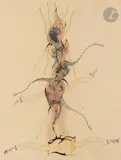 Orquidea VII by Jorge Camacho, 2002, Encre et crayons de couleurs, sold Apr 2023