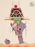 Personnage fantastique 1983 by Jorge Camacho, Gouache, sold Apr 2023