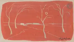 Paysage au pont by Eugène Gabritchevsky, vers 1955, Gouache, sold Apr 2023