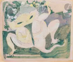 Monstre by Eugène Gabritchevsky, vers 1955, Gouache sur calque, sold Apr 2023