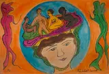Femme au chapeau by Le Facteur Lonné, 1974, Encre, gouache et crayon gras, sold Apr 2023