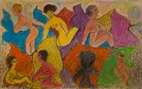 Baigneuses by Le Facteur Lonné, 1974, Encre, aquarelle et crayon gras, sold Apr 2023