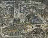 Tronoen by Robert Tatin, vers 1960, Encre, aquarelle et rehauts de gouache, sold Apr 2023