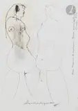 Couple nu by Slavko Kopač, 1977, Encre et collage sur papier, sold Apr 2023