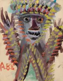 Personnage fantastique by Anselme Boix-Vives, Gouache, sold Apr 2023