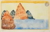 Paysage lacustre by Eugène Gabritchevsky, 1935, Gouache, sold Apr 2023