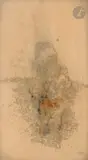 Composition by Fred Deux, 1965, Mine de plomb et aquarelle, sold Apr 2023