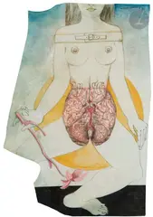 Composition by Michel Lablais, 1971, Technique mixte et collage sur parchemin découpé, sold Apr 2023