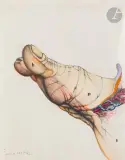Pied by Michel Lablais, 1971, Mine de plomb et aquarelle, sold Apr 2023