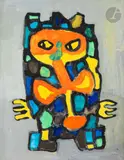 Le Voyageur enluminé by Jacques Soisson, vers 1965, Gouache, sold Apr 2023