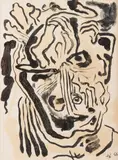 Autoportrait by Henri Ren, 1956, Encre et aquarelle, sold Apr 2023