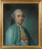 Portrait de gentilhomme à la veste bleue et au gilet jaune by Louis Vigée, Pastel signé à droite, sold Dec 2012