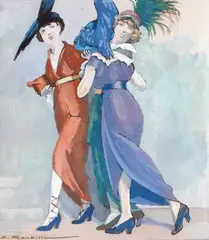 Les trois élégantes by Auguste Roubille, Gouache, sold Dec 2011