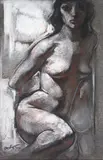 Nu by Georges Oudot, Fusain, craie blanche et réhauts de sanguine, sold Dec 2011