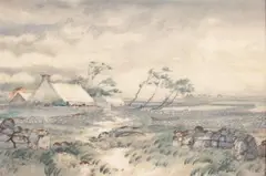Village breton sous le vent by Ernest Pierre Guérin, 1923, Aquarelle, sold Nov 2011