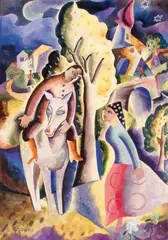 Scène de village by Béla Kádár, Aquarelle gouachée, sold Nov 2011