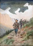 Chasseurs Alpins sur un sentier by Pierre Comba, Aquarelle, sold Nov 2011