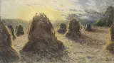 Moyettes au soleil couchant en Seine et Oise» by Pierre Ernest Prins, 1889, Pastel sur toile marouflée sur carton, sold Jun 2011