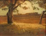 Paysage de campagne à la fin du jour by Joseph-Victor Communal, Pastel, sold May 2011