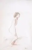 Nu de profil by Jean-Louis Forain, Crayon bistre et sanguine, sold May 2011