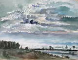 Paysage de « St Benoit sur Loire » by Hermine David, 1946, Aquarelle, sold May 2011