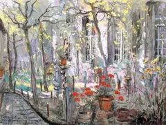 Jardin à Furnes by Jean Le Mayeur, 1918, Gouache, sold May 2011
