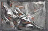 Nu accoudé by Georges Oudot, Fusain, craie blanche et sanguine, sold May 2011