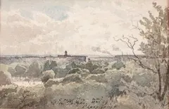 Paysage by Henri Harpignies, 1889, Aquarelle, sold Apr 2011
