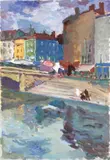 Bayonne, quais de l'Adour by Henri Saada, Gouache, sold Apr 2011