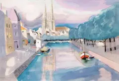 Quimper by Georges Lambert, Aquarelle, sold Apr 2011