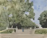 Le jardin des Tuileries by Henri Harpignies, Aquarelle, sold Nov 2017
