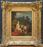 L'enfant Jésus avec Saint Jean-Baptiste by Massimo Stanzione, Panneau ; manques, sold Nov 2017