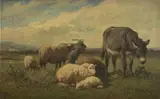 Paysage avec des moutons by Louis Romain Dominique Robbe, Toile, sold Nov 2017