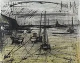 Barques sur la grève by Bernard Buffet, 1965, Aquarelle sur vélin blanc, sold May 2017