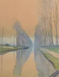 Canal en hiver, 95 by Charles Guilloux, Pastel, sold Dec 2016