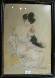 Jeune femme brune au chignon by Maurice Grün, Pastel, sold Dec 2016
