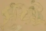 Quatre baigneuses sur la plage by Odilon Roche, Aquarelle et mine de plomb, sold Nov 2022