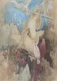 Les perroquets by Gustave Doré, Aquarelle et gouache, le cachet de la vente d'atelier en bas à droite (L, sold Nov 2022