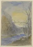 Rivière d'Amby dans les gorges, Hyères, Isère. Circa 1870 Etude by François-Auguste Ravier, Aquarelle et mine de plomb sur papier signée de la griffe en bas à droite, sold Nov 2022