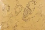 Étude de putti by Henri-Théodore Fantin-Latour, Crayon noir sur papier calque, le cachet en haut à gauche (L, sold Nov 2022