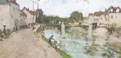Le pont by Pierre Eugène Montézin, Gouache sur papier, sold Nov 2022