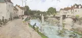 Le pont by Pierre Eugène Montézin, Gouache sur papier, sold Nov 2022