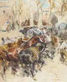 Dresseur de chevaux by Henri Emilien Rousseau, Aquarelle et gouache, sold Nov 2022