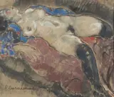 Nu au bas noir by Pierre Combet-Descombes, Fusain et pastel, sold Nov 2022