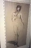 Femme nue au fichu by Henri Bouvet, Pierre noire, sanguine et craie blanche, estompe, mise au carreau à la pierre noire, sur d, sold Jan 2021